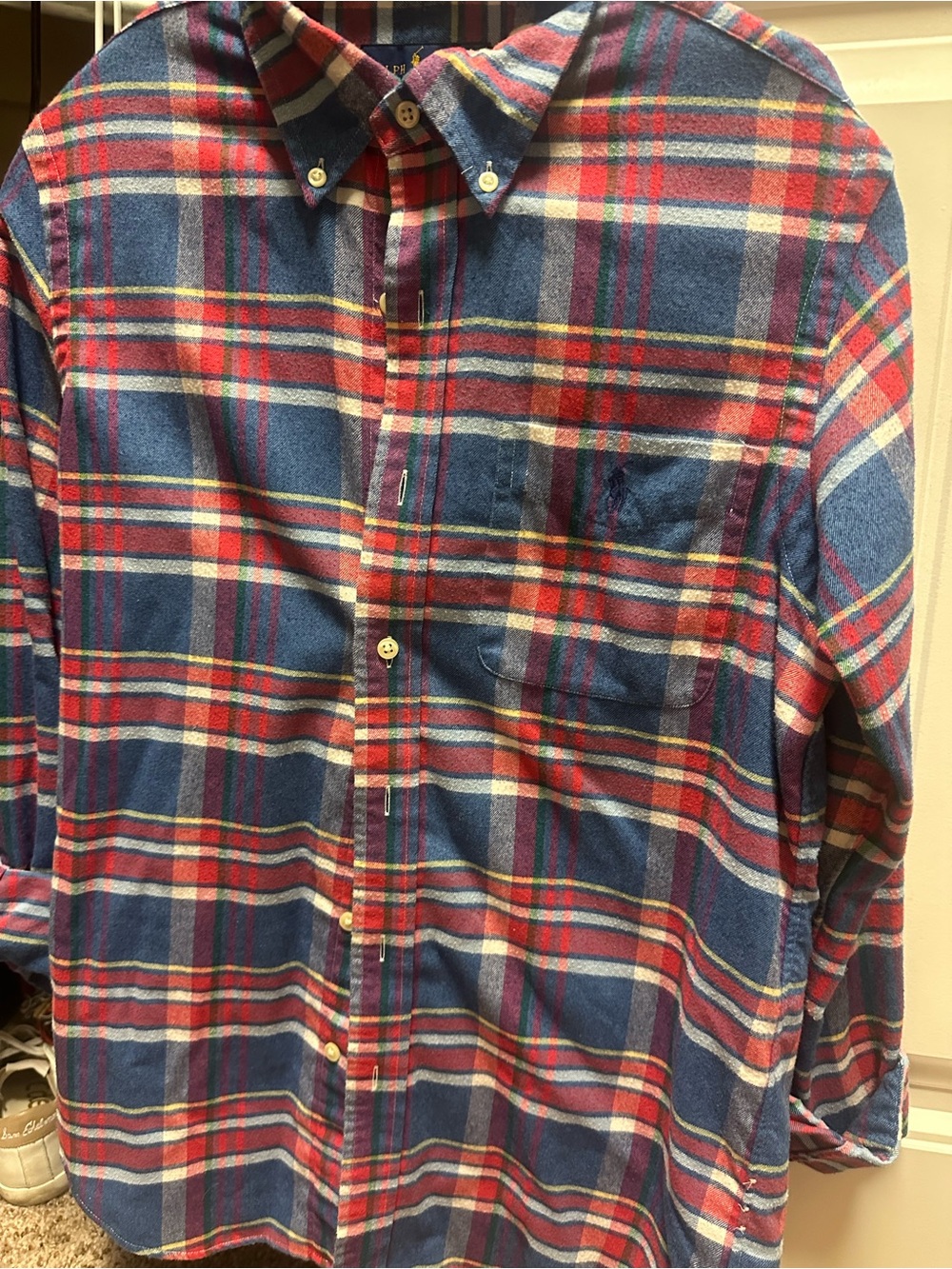 Ralph Lauren Navy and Red Plaid Button-Down Shirt